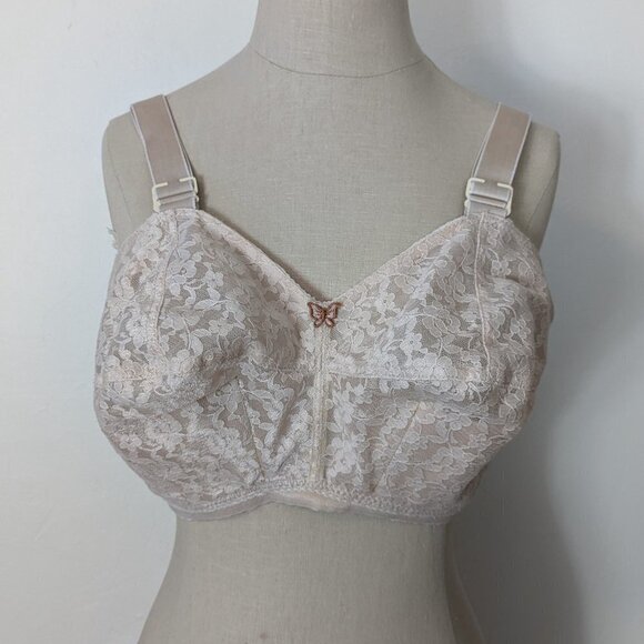 Vintage Bra Pin Up Rockabilly Colesce Couture Lace Wireless Figurette Butterfly - Picture 12 of 12